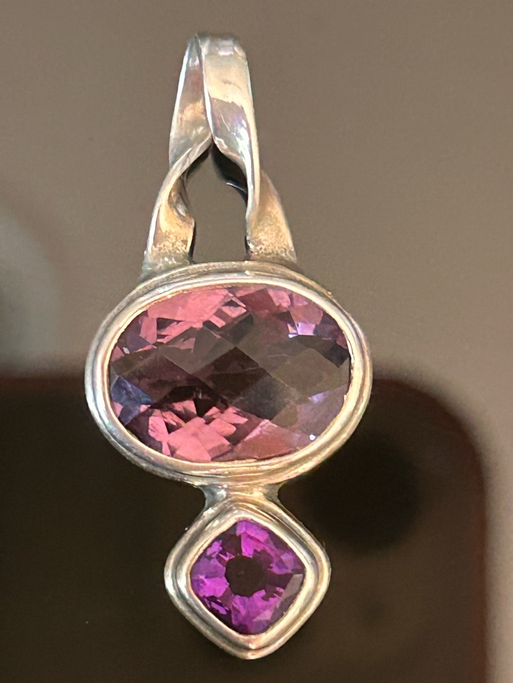 SARDA 925 Sterling Silver Amethyst Double Gemstone Drop Pendant Janyl Sherman